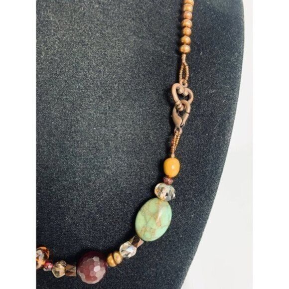 Turquoise Khaulite Copper Pearls Gemstones Crystals Necklace - Picture 3 of 8